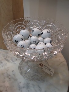 Numbered ceramic balls from Slate Interiors