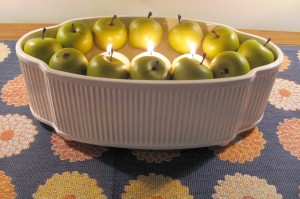 Apple bobbing candles idea