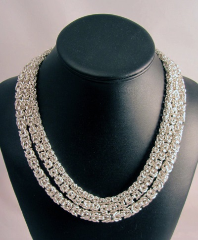silver chain mail necklace