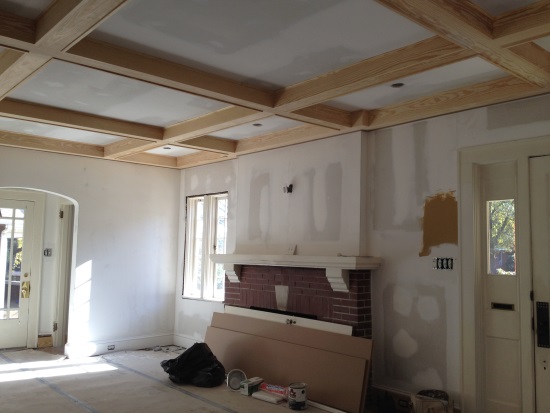 box beam ceiling under construction