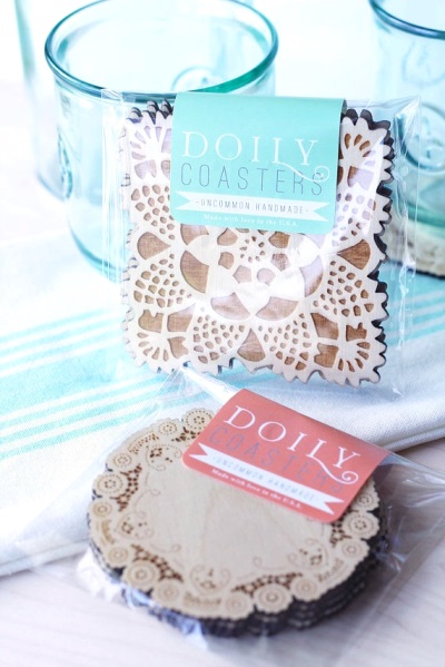 I've long loved Uncommons' clocks (I have two in my house). Now they've expanded their products to include there laser-cut "doily" coasters. Modern, functional and totally cute. $14.40 for set of 4. From uncommon of Indiana.